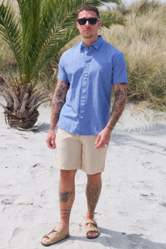 Regular Sun Linen Shirt SS Medium Blue Denim