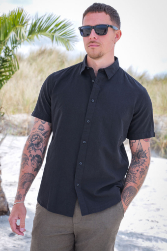 Regular Sun Linen Shirt SS Black