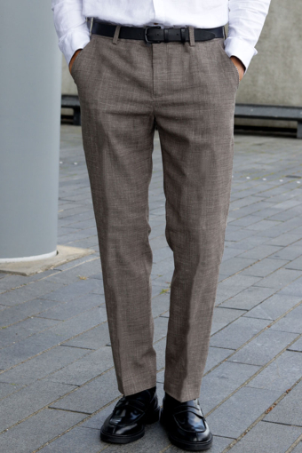 SLIM OASIS LINEN PANTS Dark Sand Melange