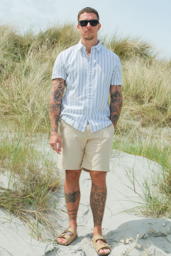 Regular Sun Linen Shirt SS Iceberg Green Stripe
