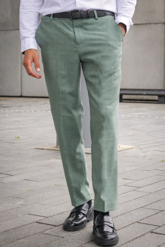 SLIM OASIS LINEN PANTS Light Green Melange
