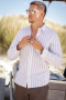 Selected Reg New Linen Shirt LS Kelp Stripe