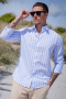 Selected Reg New Linen Shirt LS Cashmere Blue Strupe
