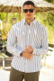 Selected Reg New Linen Shirt LS Desert Sage Stripe